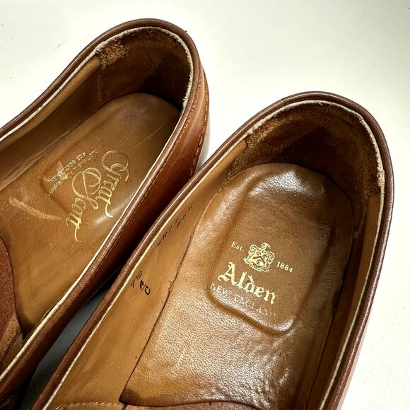 VERY GOOD Alden 685 Full Strap Slip-On Penny Loafer (Burnished Tan Calf) 9.5 A/C - Picture 11 of 13